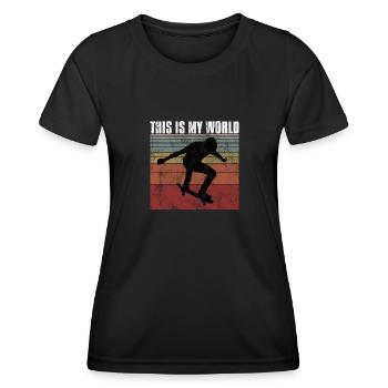 This is My world Skateboard Skateboarder Skate - T-shirt sport Femme - noir - Devant - AI Model Female 172 light (172cm)