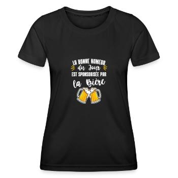 sponsorisée par la bière - T-shirt sport Femme - noir - Devant - AI Model Female 172 light (172cm)