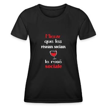 Mieux que les réseaux sociaux le rosé sociale - T-shirt sport Femme - noir - Devant - AI Model Female 172 light (172cm)
