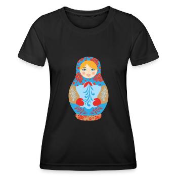 Matryochka cadeau poupée URSS Russie - T-shirt sport Femme - noir - Devant - AI Model Female 172 light (172cm)