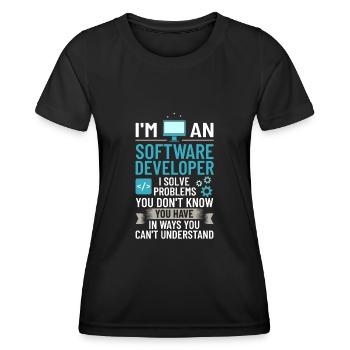Développeur de logiciels de développement de logiciels - T-shirt sport Femme - noir - Devant - AI Model Female 172 light (172cm)