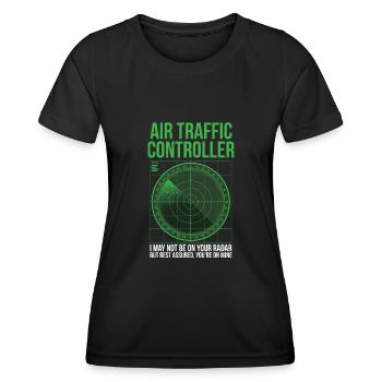Contrôleur de la circulation aérienne Aviation Aviation Aviator - T-shirt sport Femme - noir - Devant - AI Model Female 172 light (172cm)