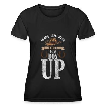 Country Sheriff Dressur Westernreiten - Frauen Funktions-T-Shirt - Schwarz - Vorne - AI Model Female 172 light (172cm)