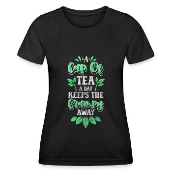 Teetrinker Erholung Getränk - Frauen Funktions-T-Shirt - Schwarz - Vorne - AI Model Female 172 light (172cm)