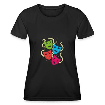 Masques de théâtre | masques colorés - T-shirt sport Femme - noir - Devant - AI Model Female 172 light (172cm)