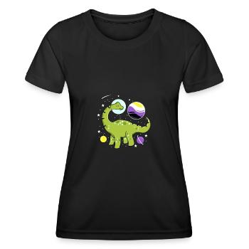 Brachiosaurus Nonbinary Pride Space Nonbinary P - Women's Functional T-Shirt - black - Front - AI Model Female 172 light (172cm)