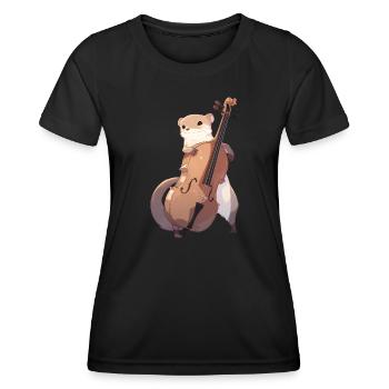 Cute mongoose playing cello - Women's Functional T-Shirt - black - Front - AI Model Female 172 light (172cm)