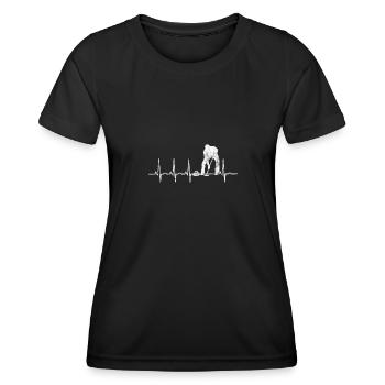Curling Curler Eisstockschießen Retro Herzschlag - Frauen Funktions-T-Shirt - Schwarz - Vorne - AI Model Female 172 light (172cm)