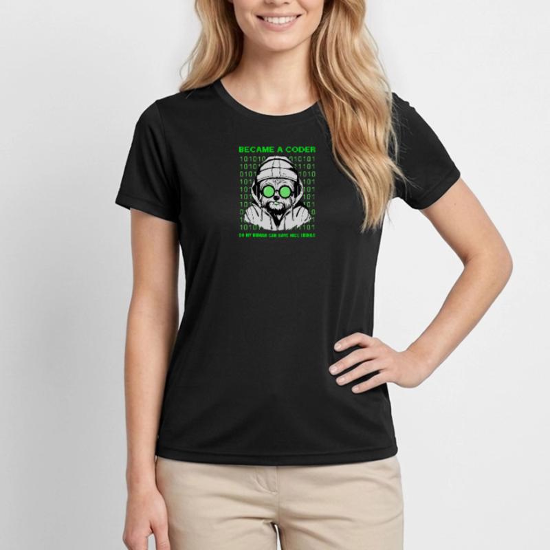 Became a Coder – Hacker Dog Binary Look Women's Functional T-Shirt