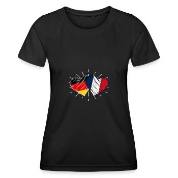 Franzose Deutschland Herz Frankreich - Frauen Funktions-T-Shirt - Schwarz - Vorne - AI Model Female 172 light (172cm)