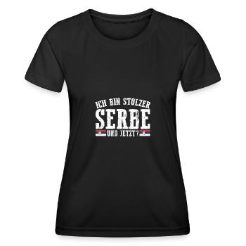 Serbe Serbe Serbie - T-shirt sport Femme - noir - Devant - AI Model Female 172 light (172cm)