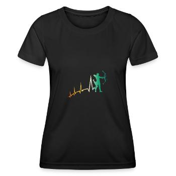 Bogenschütze Herzschlag Bogenschießen - Frauen Funktions-T-Shirt - Schwarz - Vorne - AI Model Female 172 light (172cm)