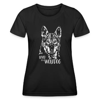 Loved by a Wolfdog Tschechoslowakischer Wolfhund - Frauen Funktions-T-Shirt - Schwarz - Vorne - AI Model Female 172 light (172cm)