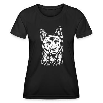 Kai Ken Portrait Hunde Hund Wilsigns - Frauen Funktions-T-Shirt - Schwarz - Vorne - AI Model Female 172 light (172cm)
