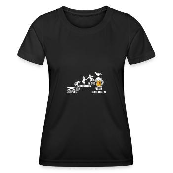 Gepflegt Ein Bierchen In Die Figut Schrauben - Frauen Funktions-T-Shirt - Schwarz - Vorne - AI Model Female 172 light (172cm)