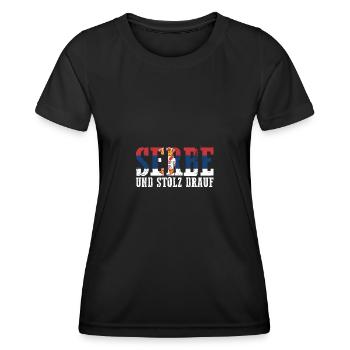 Serbe Serbe Serbie - T-shirt sport Femme - noir - Devant - AI Model Female 172 light (172cm)