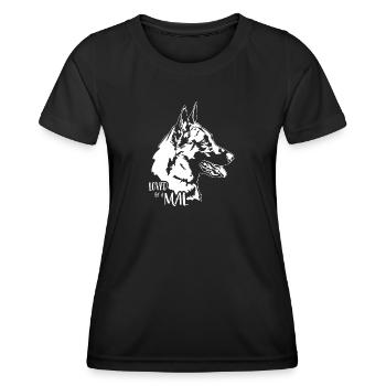 Loved by a Mal Malinois Dog Saying Dogs Wilsigns - Women's Functional T-Shirt - black - Front - AI Model Female 172 light (172cm)