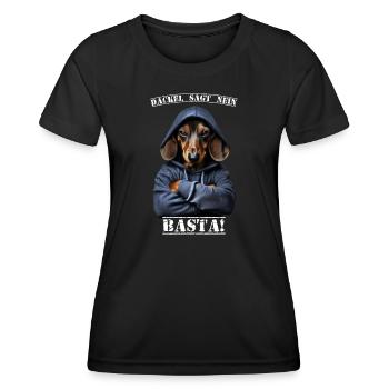 Dackel sagt Nein Basta! - Frauen Funktions-T-Shirt - Schwarz - Vorne - AI Model Female 172 light (172cm)