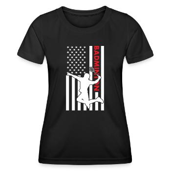 Sport Us Flag Badminton - T-shirt sport Femme - noir - Devant - AI Model Female 172 light (172cm)