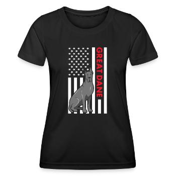 Great Dane Us Flag - Women's Functional T-Shirt - black - Front - AI Model Female 172 light (172cm)