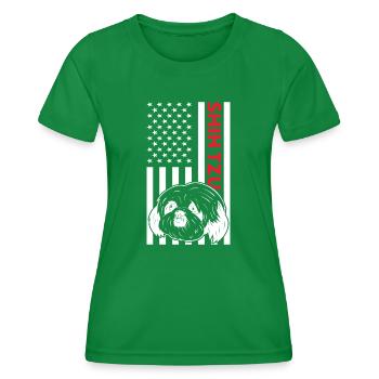 Shih Tzu Us Drapeau - T-shirt sport Femme - vert - Devant - AI Model Female 172 dark (172cm)