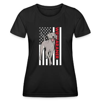 Braque de Weimar Us Flag - T-shirt sport Femme - noir - Devant - AI Model Female 172 light (172cm)