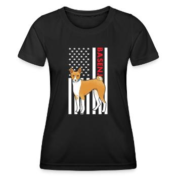 Chien Basenji Us drapeau - T-shirt sport Femme - noir - Devant - AI Model Female 172 light (172cm)