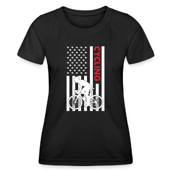Sport Us Flag Cycling - Frauen Funktions-T-Shirt - Schwarz - Vorne - AI Model Female 172 light (172cm)