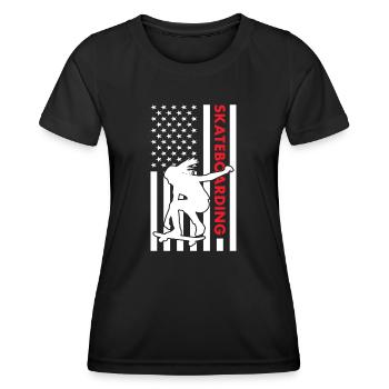 Sport Us Flag Skateboarding - Frauen Funktions-T-Shirt - Schwarz - Vorne - AI Model Female 172 light (172cm)
