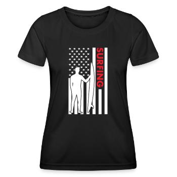 Sport Us Flag Surf - T-shirt sport Femme - noir - Devant - AI Model Female 172 light (172cm)
