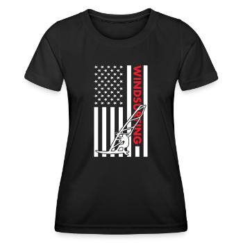 Sport Us Flag Planche à voile - T-shirt sport Femme - noir - Devant - AI Model Female 172 light (172cm)