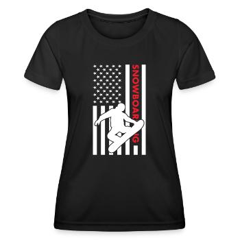 Sport Us Flag Snowboarding - Frauen Funktions-T-Shirt - Schwarz - Vorne - AI Model Female 172 light (172cm)