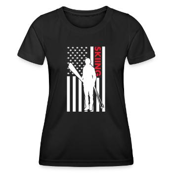 Sport Us Flag Skiing - Frauen Funktions-T-Shirt - Schwarz - Vorne - AI Model Female 172 light (172cm)