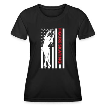 Sport Us Flag Figure Skating - Frauen Funktions-T-Shirt - Schwarz - Vorne - AI Model Female 172 light (172cm)