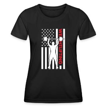 Sport Us Flag Weightlifting - Frauen Funktions-T-Shirt - Schwarz - Vorne - AI Model Female 172 light (172cm)