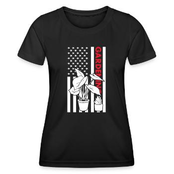 Jardinier Us Drapeau Jardinage - T-shirt sport Femme - noir - Devant - AI Model Female 172 light (172cm)