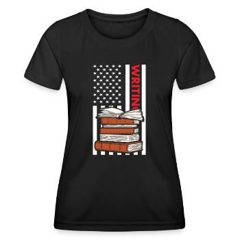 Écrivain Nous Flag Écriture - T-shirt sport Femme - noir - Devant - AI Model Female 172 light (172cm)