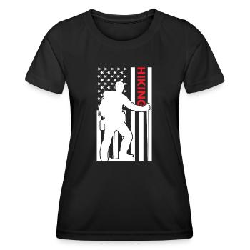 Hiker Us Flag Hiking - Frauen Funktions-T-Shirt - Schwarz - Vorne - AI Model Female 172 light (172cm)