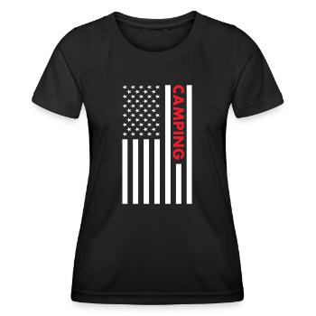 Camper Us Flag Camping - Women's Functional T-Shirt - black - Front - AI Model Female 172 light (172cm)