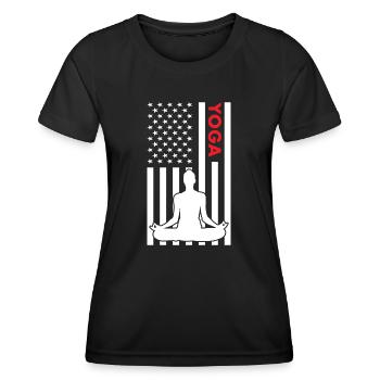 Yogi Us Flag Yoga - Women's Functional T-Shirt - black - Front - AI Model Female 172 light (172cm)