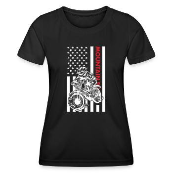 Biker Us Flag Mountain Biking - Women's Functional T-Shirt - black - Front - AI Model Female 172 light (172cm)