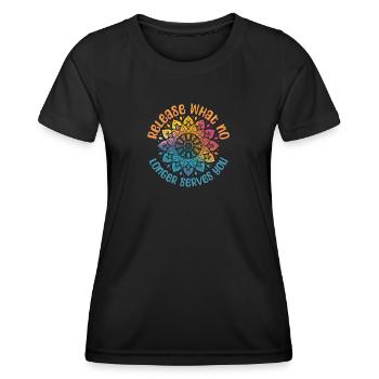 Release - Mandala Yoga Om Meditation Spiritual - Women's Functional T-Shirt - black - Front - AI Model Female 172 light (172cm)
