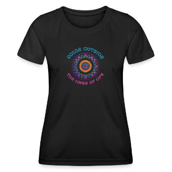 Color Outside - Mandala Yoga Om Creativity - Frauen Funktions-T-Shirt - Schwarz - Vorne - AI Model Female 172 light (172cm)