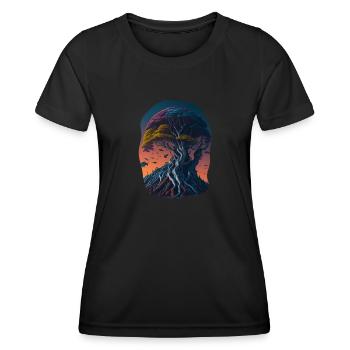 Surreal world from an imaginative tree - Women's Functional T-Shirt - black - Front - AI Model Female 172 light (172cm)
