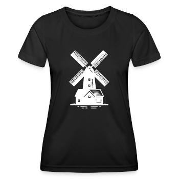Moulin à vent classique pour les céréales et la farine - T-shirt sport Femme - noir - Devant - AI Model Female 172 light (172cm)