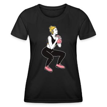 Bodybuilder Leg Day Girl Kettlebells Fitness - T-shirt sport Femme - noir - Devant - AI Model Female 172 light (172cm)