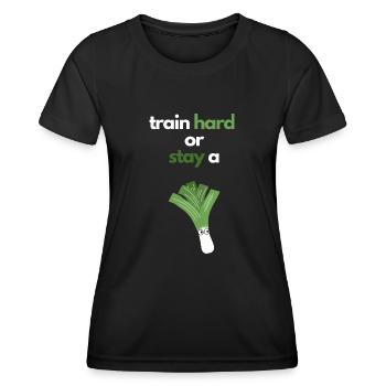 Gym Gym Leek Motivation Saying - Women's Functional T-Shirt - black - Front - AI Model Female 172 light (172cm)