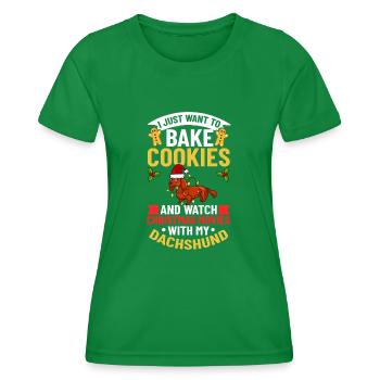 Doxie Dachshund Dackel Teckel Hund Weihnachten - Frauen Funktions-T-Shirt - Kelly Green - Vorne - AI Model Female 172 dark (172cm)