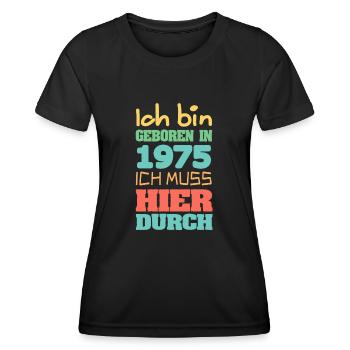 geboren 1975 - Frauen Funktions-T-Shirt - Schwarz - Vorne - AI Model Female 172 light (172cm)