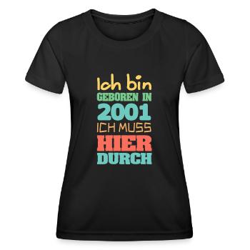 Jahr 2001 - Frauen Funktions-T-Shirt - Schwarz - Vorne - AI Model Female 172 light (172cm)